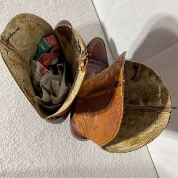 Vintage Leather Western Cowboy Boots With Vibram Soles 8.5 - Picture 12 of 16